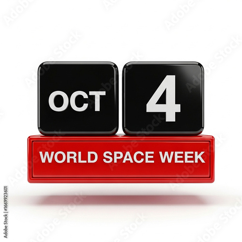 World Space Week October 4 Calendar Icon 3D Render