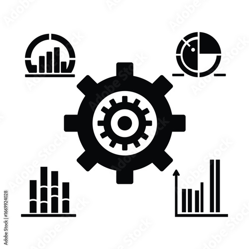 Gear with Bar Chart Business Icon