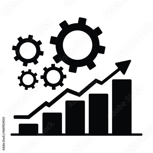 Gear with Bar Chart Business Icon