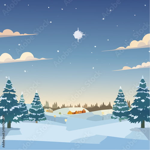 Beautiful blue sky Christmas background with lights VECTOR