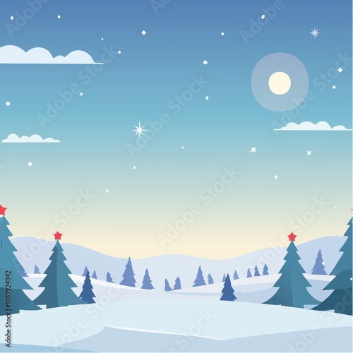 Beautiful blue sky Christmas background with lights VECTOR