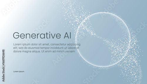 Generative AI. Abstract stream information with line and dot. Big data, AI, data transfer, data flow, large language model, Machine learning technology concept