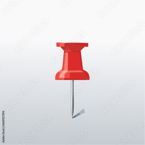 red pushpin on a white background with shadow VECTOR