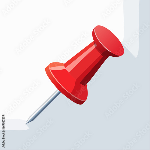 red pushpin on a white background with shadow VECTOR