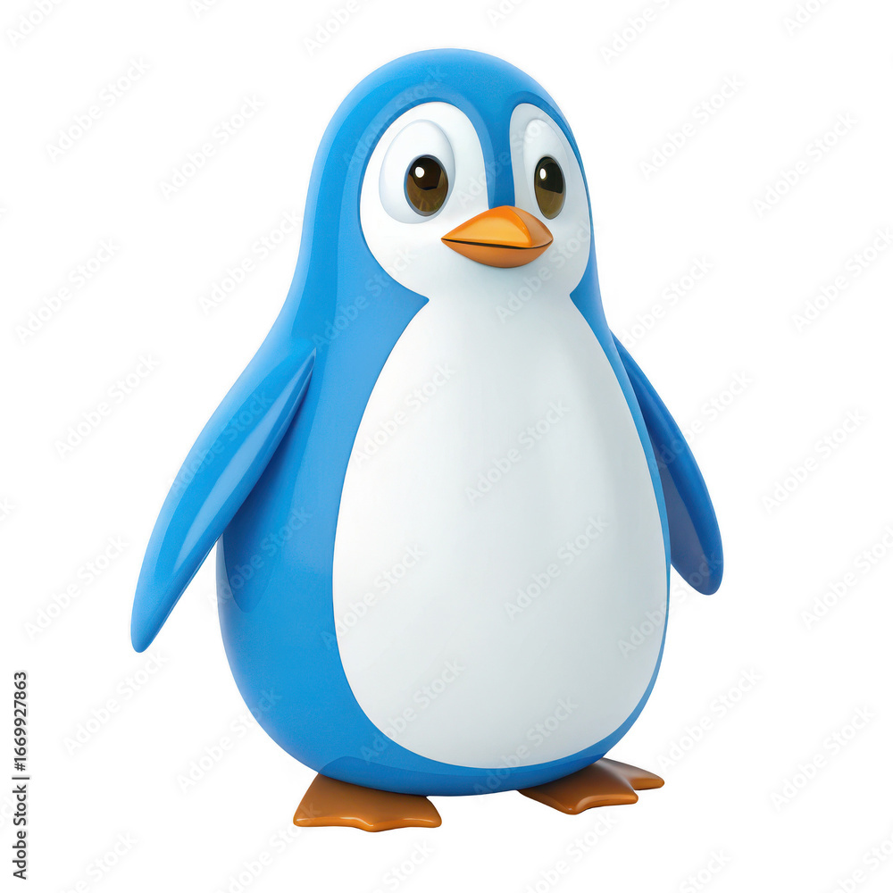 Fototapeta premium Cute blue penguin isolated on transparent background