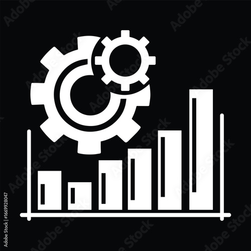 Gear with Bar Chart Business Icon