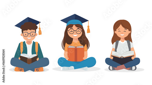 Young Student Illustration Vector Graphic Design – Cute School Kid Artwork