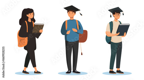 Young Student Illustration Vector Graphic Design – Cute School Kid Artwork