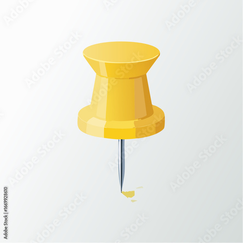 Yellow pushpin on a white background with shadow VECTOR