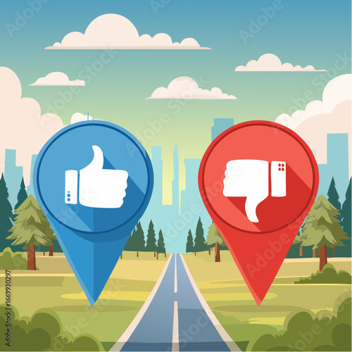 Red blue like icon and red dislike icon with thumbs vector