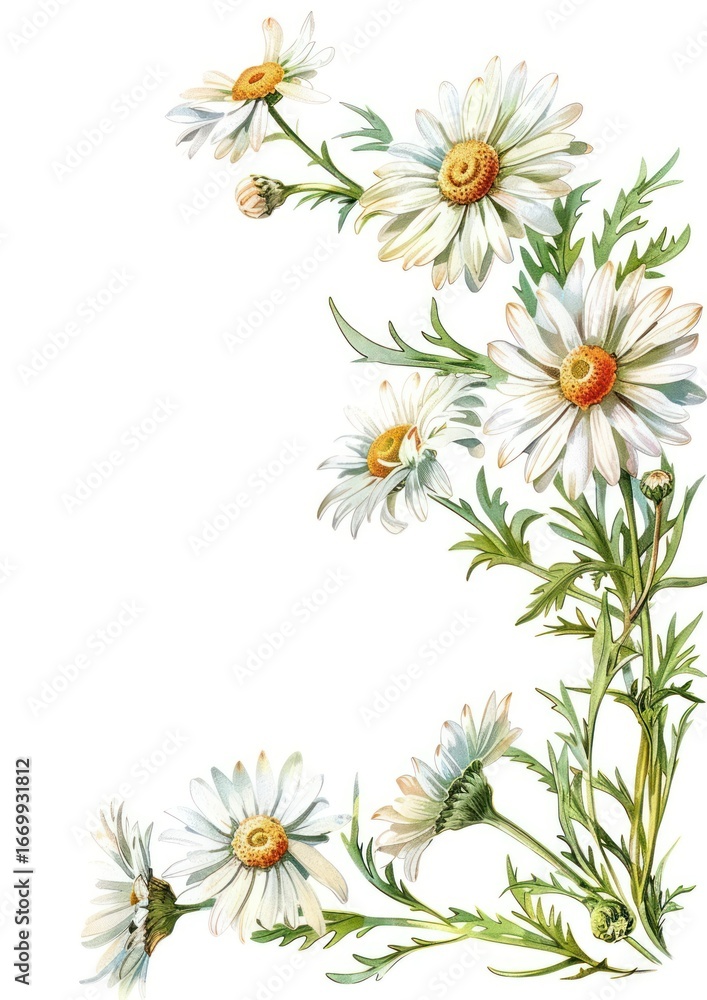 Fototapeta premium Daisy flowers daisies art illustration.