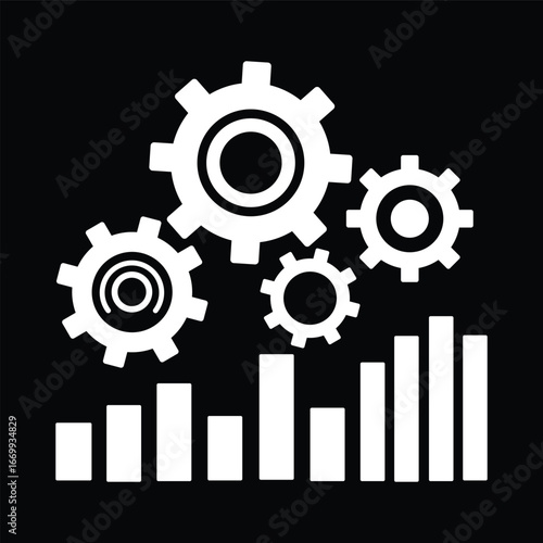 Gear with Bar Chart Business Icon