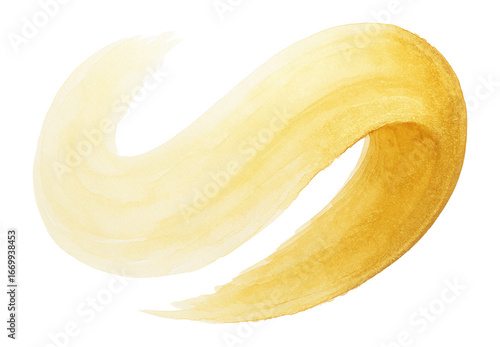 Brush stroke with watercolor texture, pale yellow and gold