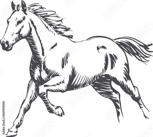 Galloping Horse Sketch Vector Illustration Animal Art Equine Drawing Style