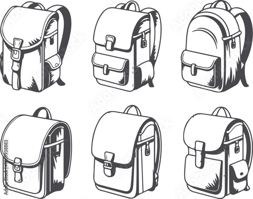 School Backpacks Vector Illustration of Education and Learning Supplies