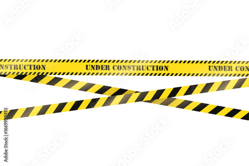 Vector yellow striped under construction safety barricade tape