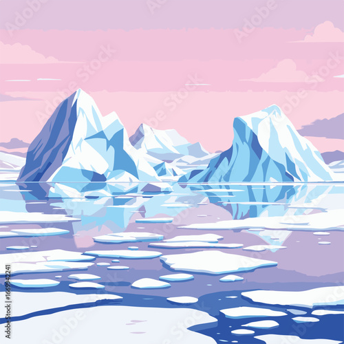 Melting icebergs floating on sea