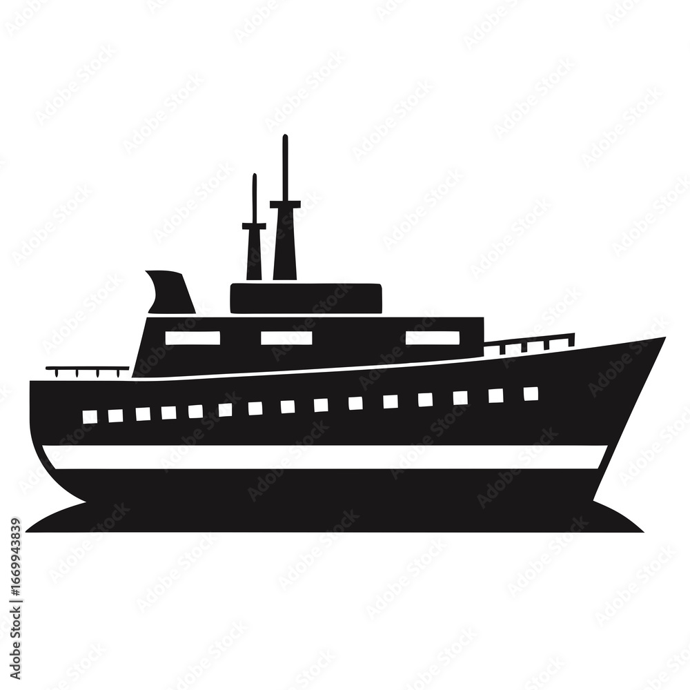 Fototapeta premium Ship vector clean black silhouette design white background