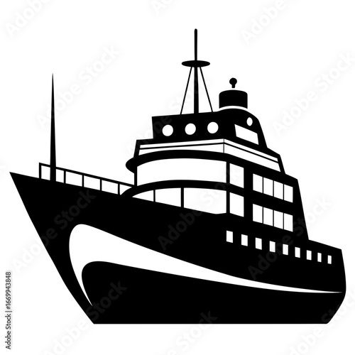 Ship vector clean black silhouette design white background