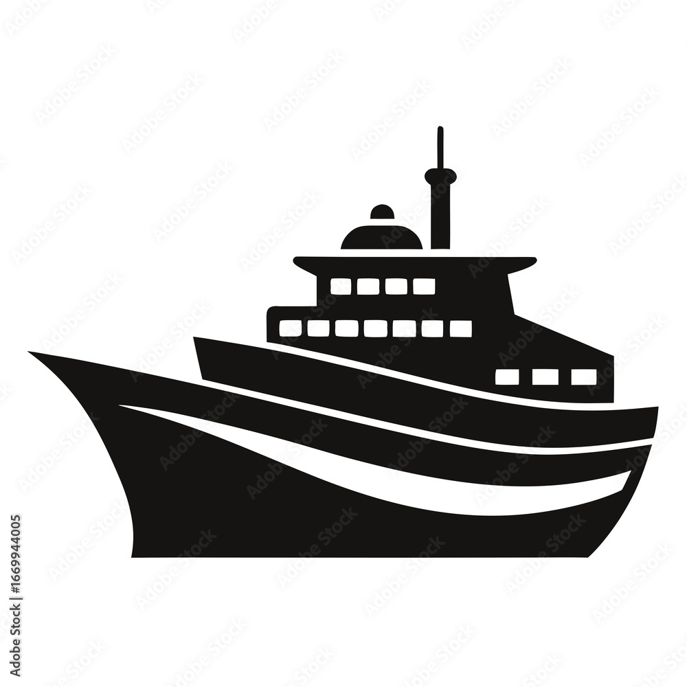 Obraz premium Ship vector clean black silhouette design white background