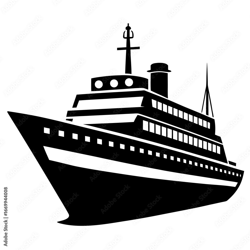 Obraz premium Ship vector clean black silhouette design white background