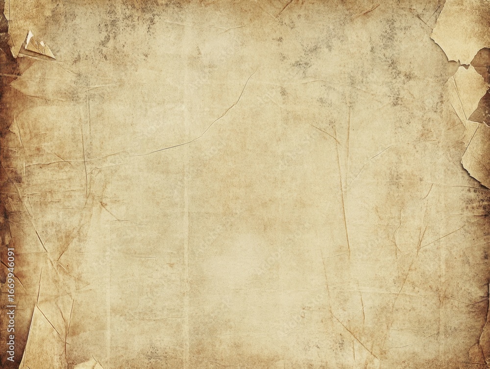 Naklejka premium Aged, textured parchment paper with tears