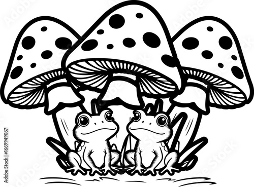 Mushroom with frog vector file