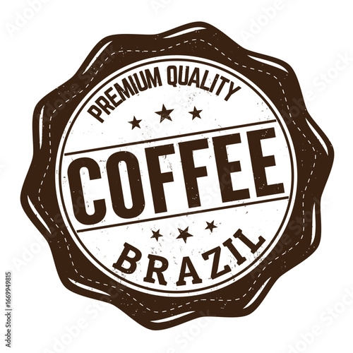 Coffee Brazil grunge rubber stamp on white