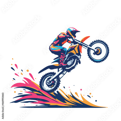 Dirt biker doing freestyle stunt action
