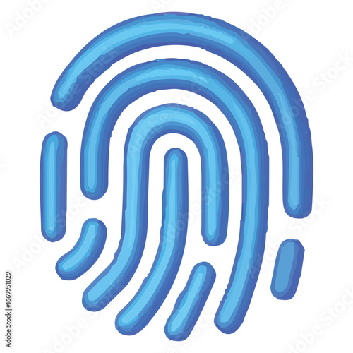 Blue Fingerprint Icon for Blockchain Biometric Security