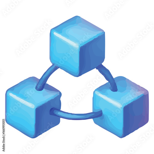 Connected Blockchain Cube Icon for Crypto Network