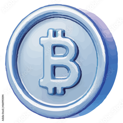Glossy Bitcoin Coin Icon for Crypto Blockchain Currency