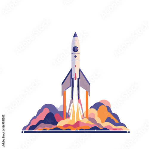 Rocket launch into sky with smoke