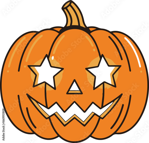 Whimsical Star-Eyed Pumpkin A Festive and Fun Halloween Decoration with a Playful Starry Gaze