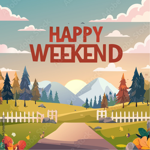 Happy weekend rubber stamp