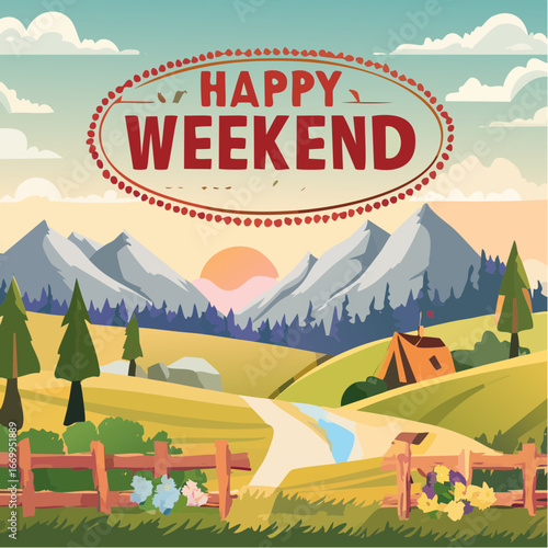 Happy weekend rubber stamp