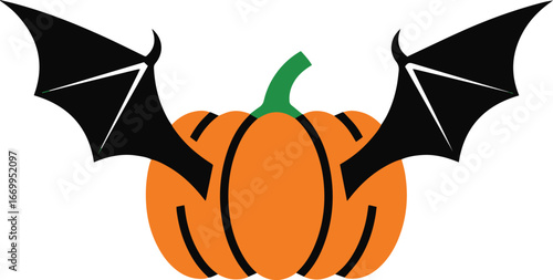 Halloween pumpkin head with bats vector illustration for autumn and holiday decoration