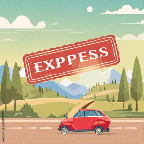 Red grungy stamp for express delivery