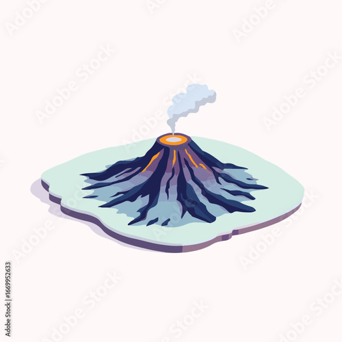 Volcano mountain with lava eruption