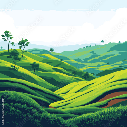 Terraced fields rural farming design
