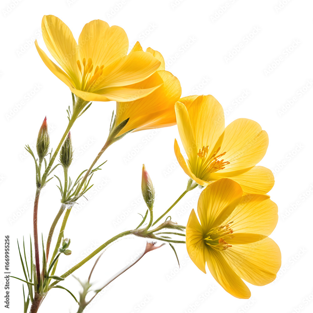 Fototapeta premium Yellow flowers isolated on transparent background