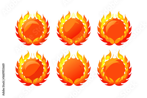 Fire flames circle hot burn vector design element illustration graphic fiery blazing inferno heat bright 100