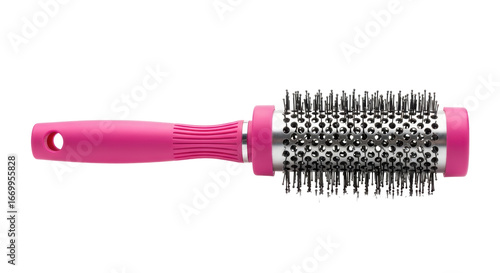 Isolated Pink Round Hair Brush