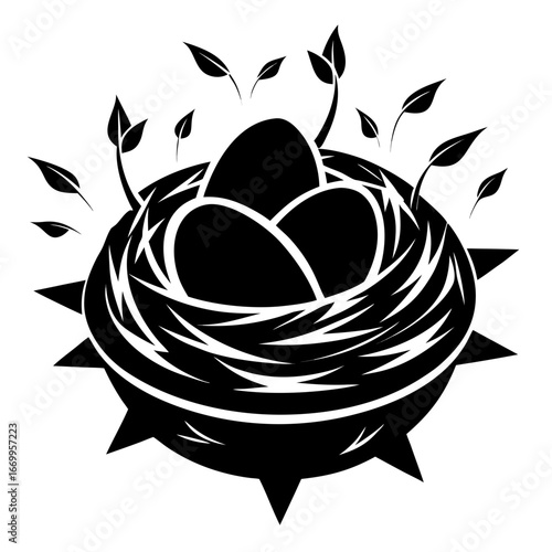 Nest of Echoes vector clean black silhouette design white background