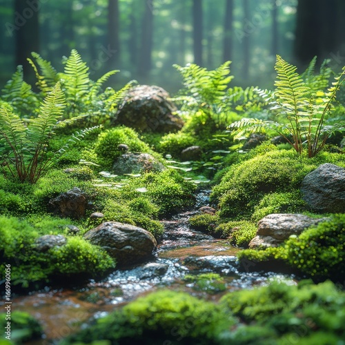 A miniature fern garden, various fern textures, mossy ground, natural light. --ar 1:1 --stylize 560 --v 6.1 Job ID: 68dc5a35-3cd1-4e9f-8e3a-8ec8177d9f2b