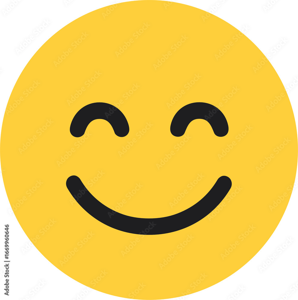 Fototapeta premium Simple Flat Smiling Yellow Face with Happy Expression Emoticon