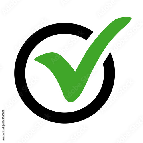 A green checkmark inside a black circle, symbolizing completion or confirmation.