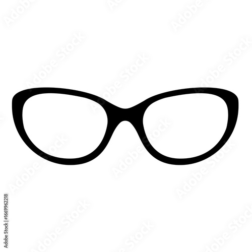 Black and white silhouette of cat-eye glasses.