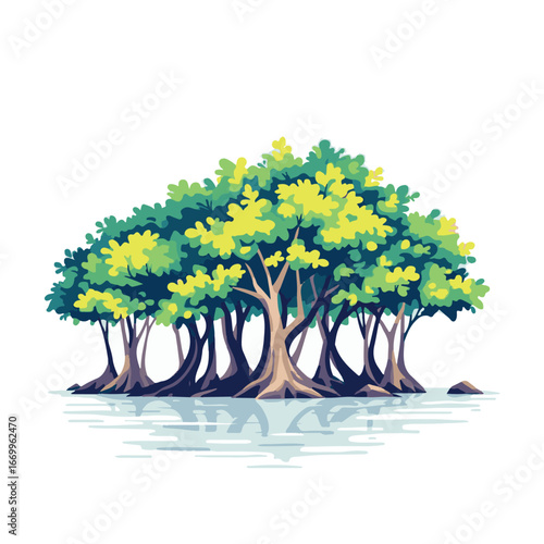 Small mangrove tree growing in wetland area