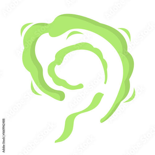 Cartoon illustration of a green, swirling cloud representing a bad smell.